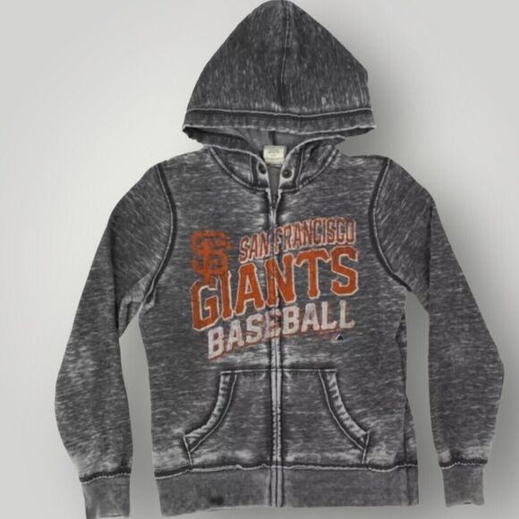 San Francisco Giants Sweater Women Small Gray MLB Baseball Full Zip Hoodie Fade - Picture 1 of 10